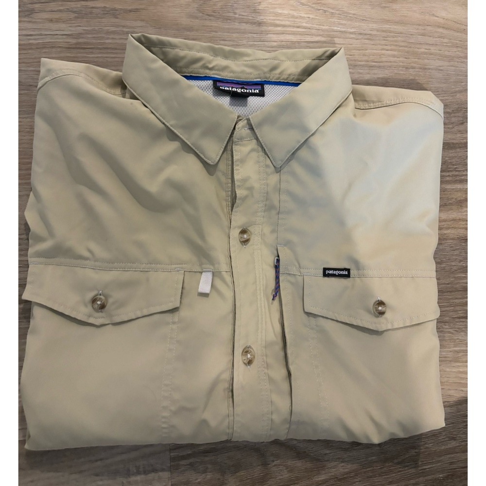 FLAW Patagonia Sol Patrol II Shirt Men's Beige Fishing Hiking Vented XXL